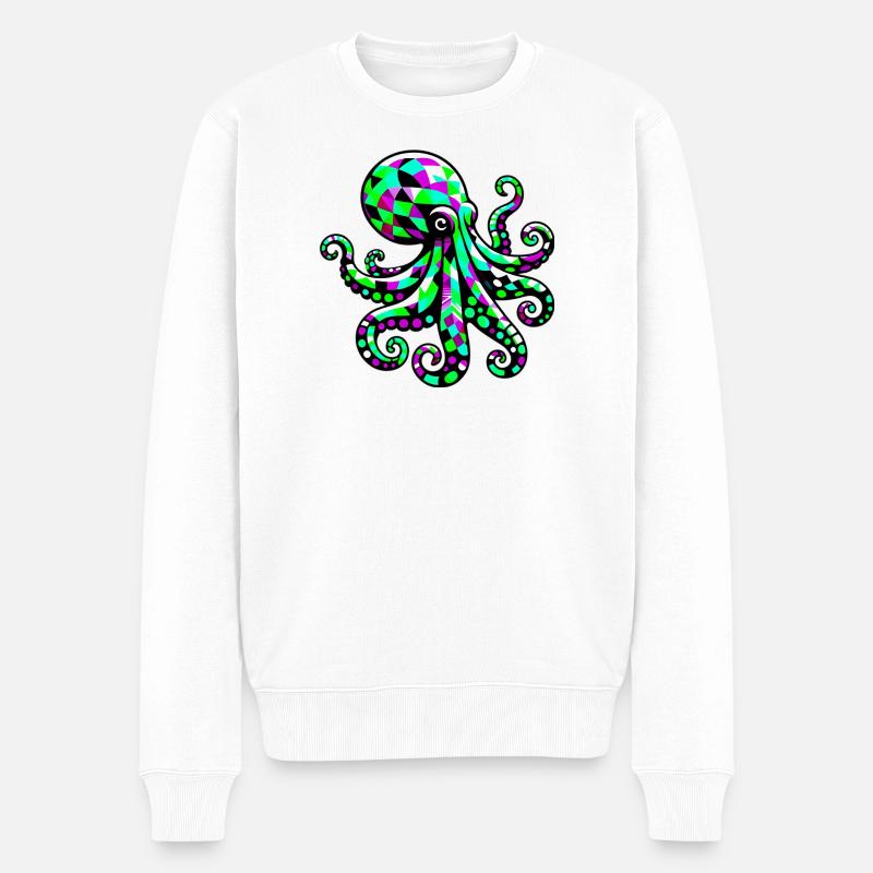 Krake - Männer Premium Bio Pullover - Weiß