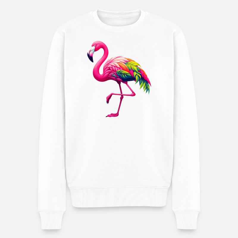 Flamingo - Männer Premium Bio Pullover - Weiß
