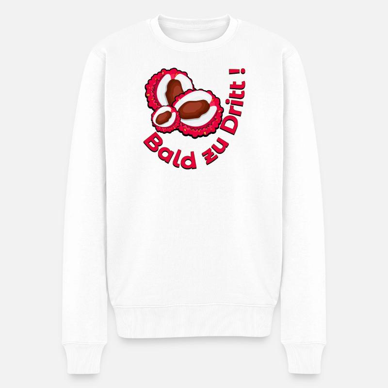 SCHWANGERSCHAFT VERKÜNDEN - LYCHEE - ZU DRITT - Männer Premium Bio Pullover - Weiß