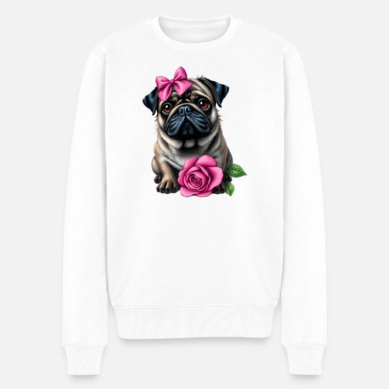 Mops Hund - Männer Premium Bio Pullover - Weiß