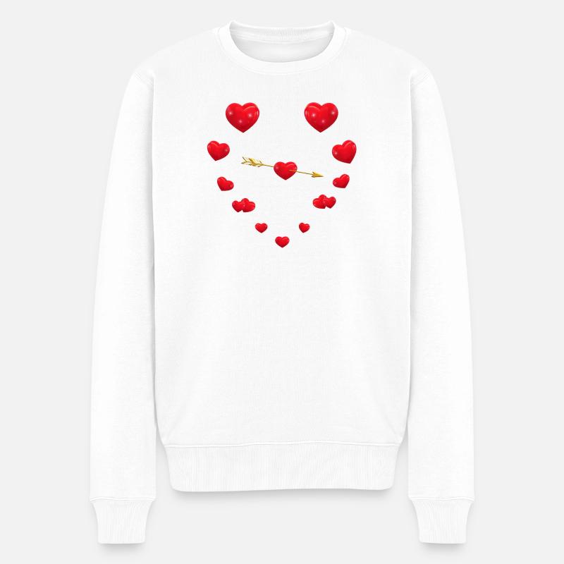 Conception de coeur aimant avec flèche - Pull Premium bio Homme - blanc