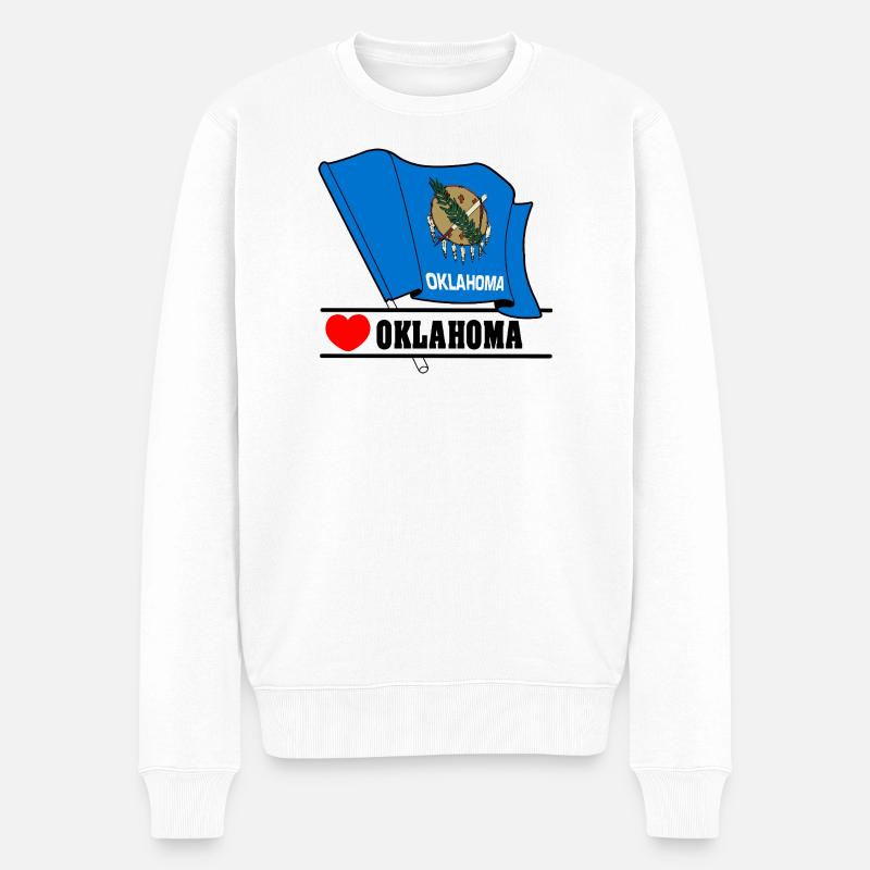 Drapeau Oklahoma coeur OKLAHOMA - Pull Premium bio Homme - blanc