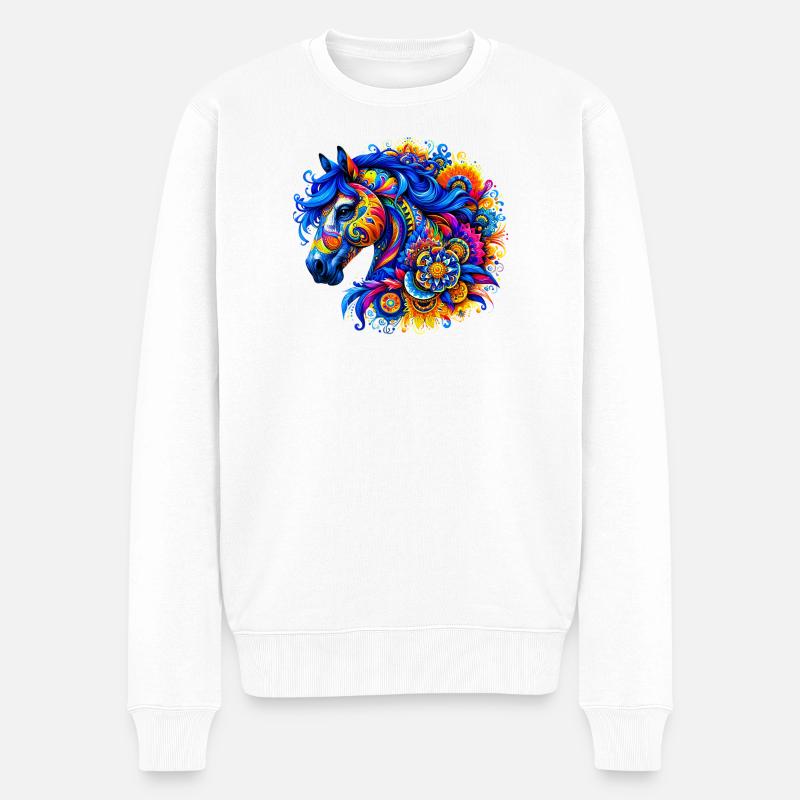 Pferd - Männer Premium Bio Pullover - Weiß