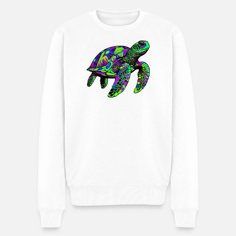 Meeresschildkröte - Männer Premium Bio Pullover - Weiß