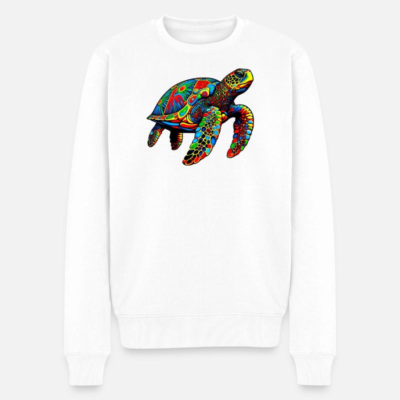 Meeresschildkröte - Männer Premium Bio Pullover - Weiß