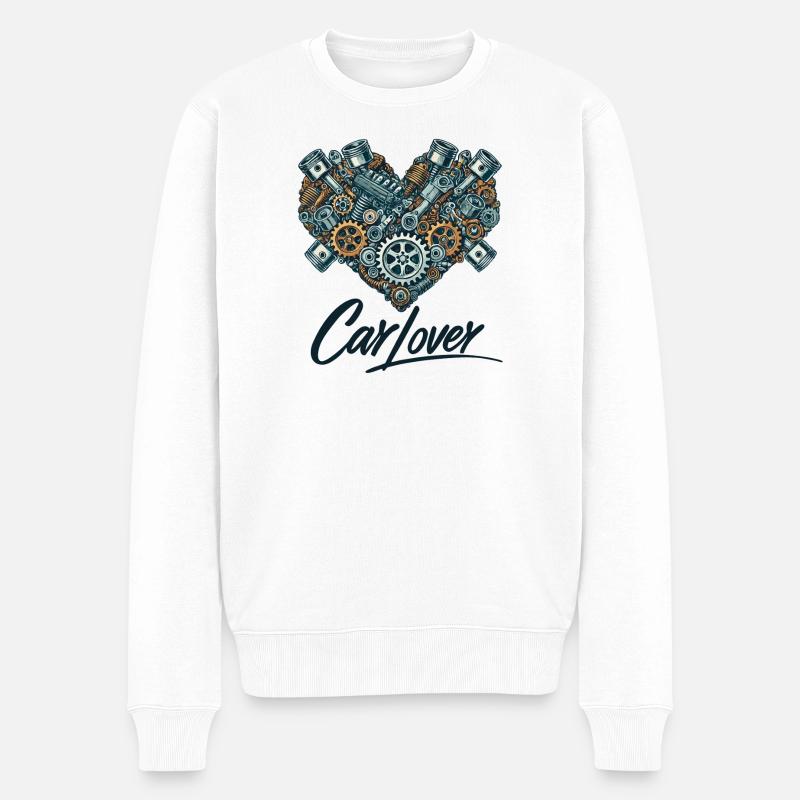 Car Lover Heart - Männer Premium Bio Pullover - Weiß
