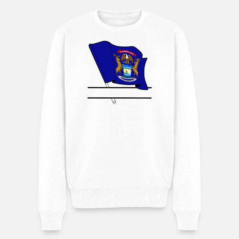 Bannière de texte Flag Michigan - Pull Premium bio Homme - blanc