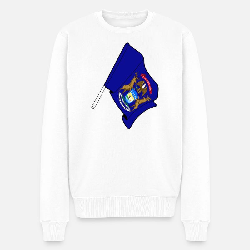 Drapeau du Michigan - Pull Premium bio Homme - blanc