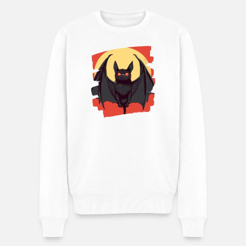 Fledermaus Retro - Männer Premium Bio Pullover - Weiß