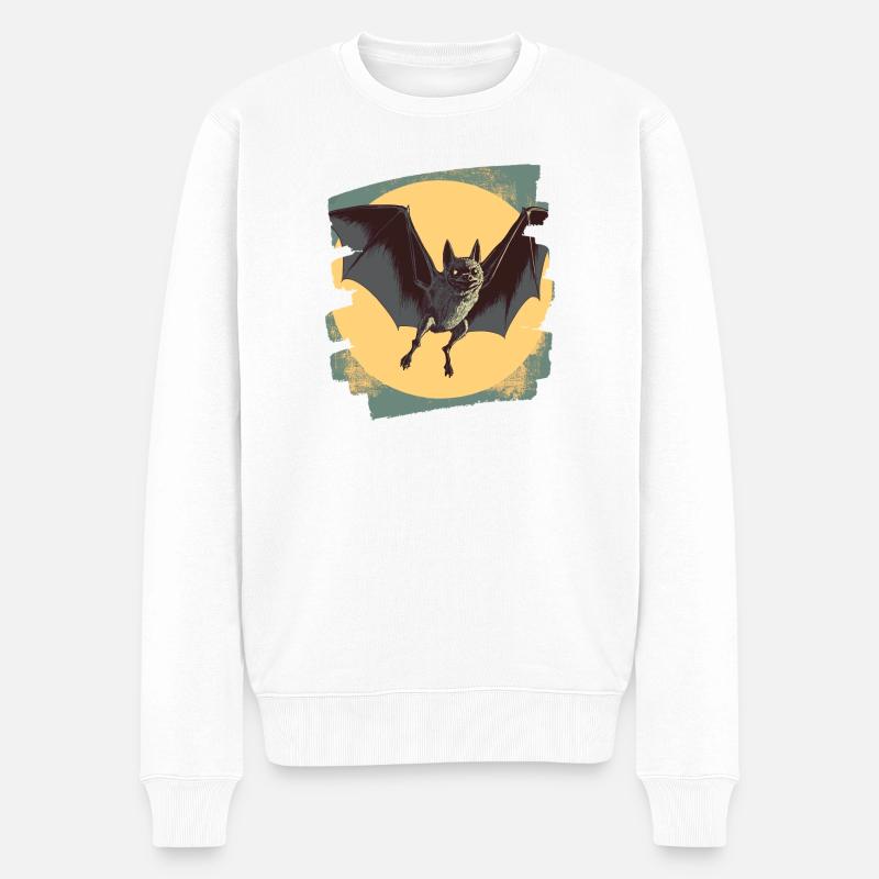 Fledermaus Retro - Männer Premium Bio Pullover - Weiß
