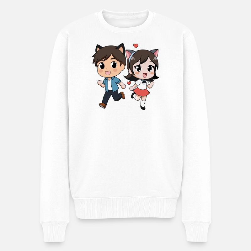Fantasy Cat Duet pour enfants - Pull Premium bio Homme - blanc