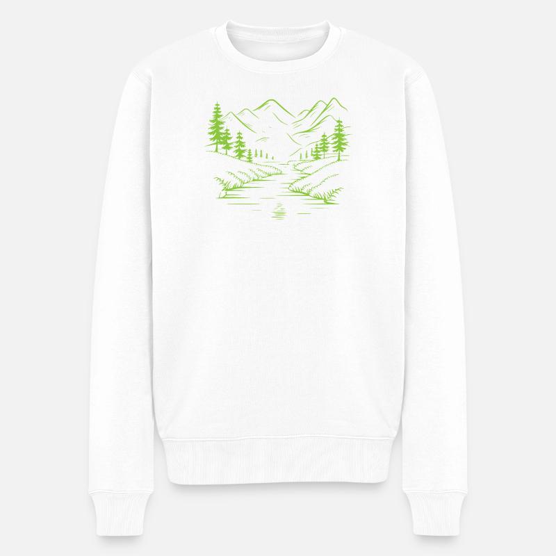 Gebirge - Männer Premium Bio Pullover - Weiß