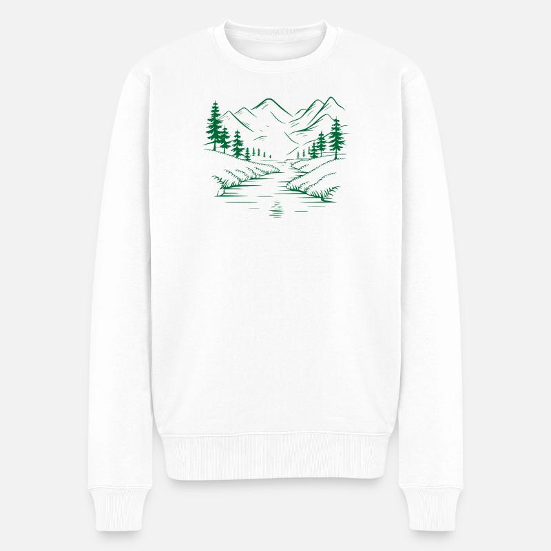 Gebirge - Männer Premium Bio Pullover - Weiß