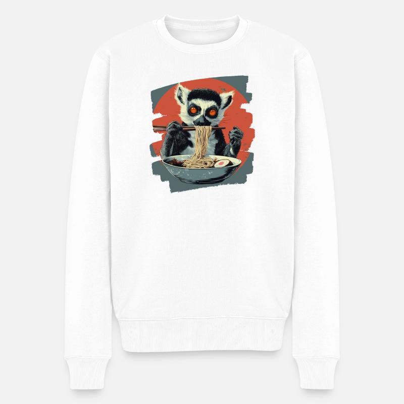 Lemur Ramen - Männer Premium Bio Pullover - Weiß