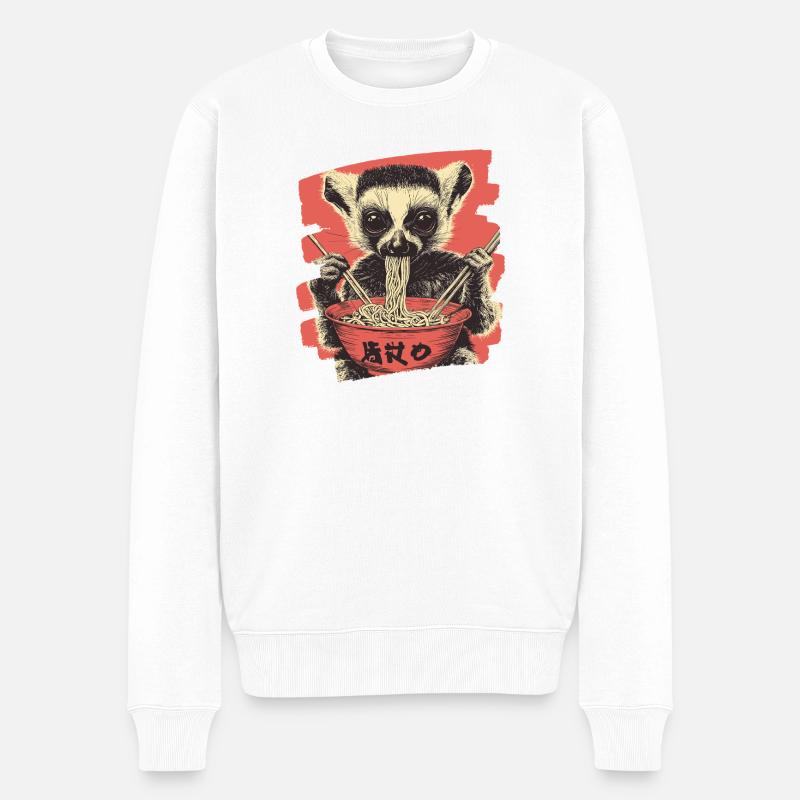 Lemur Ramen - Männer Premium Bio Pullover - Weiß