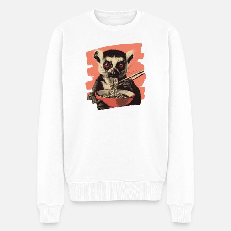 Lemur Ramen Rétro - Pull Premium bio Homme - blanc