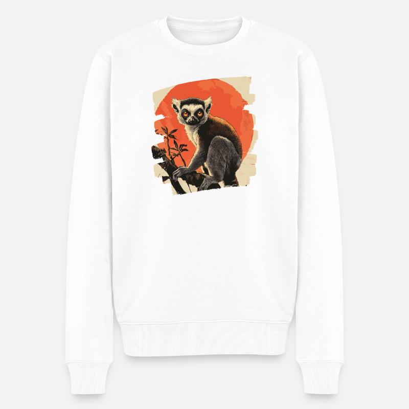 Lemur - Männer Premium Bio Pullover - Weiß