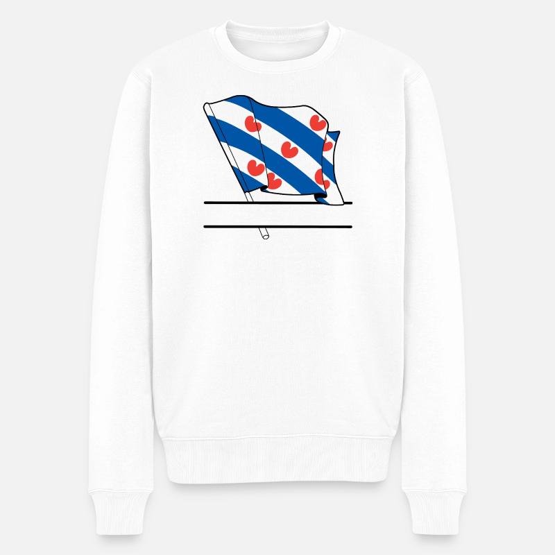 Flagge Friesland Textbanner - Männer Premium Bio Pullover - Weiß