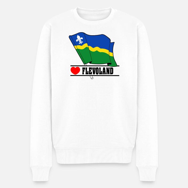 Flagge Flevoland Herz FLEVOLAND - Männer Premium Bio Pullover - Weiß