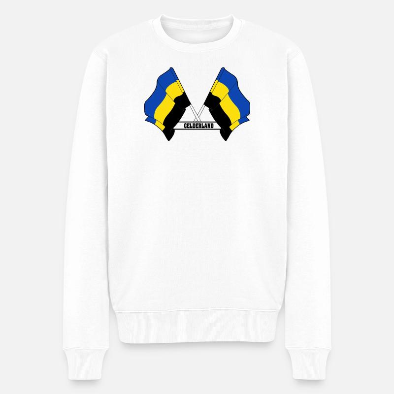 Deux drapeaux texte GELDERLAND - Pull Premium bio Homme - blanc