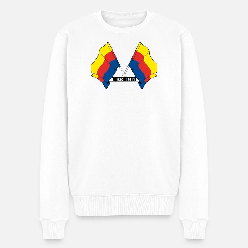 Deux drapeaux texte HOLLANDE-SEPTENTRIONALE - Pull Premium bio Homme - blanc