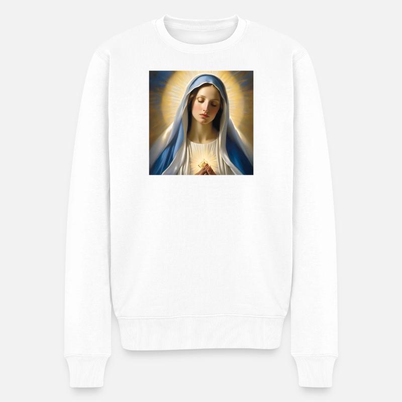 Maria, Katholisch, Heilige Maria, Christin - Männer Premium Bio Pullover - Weiß