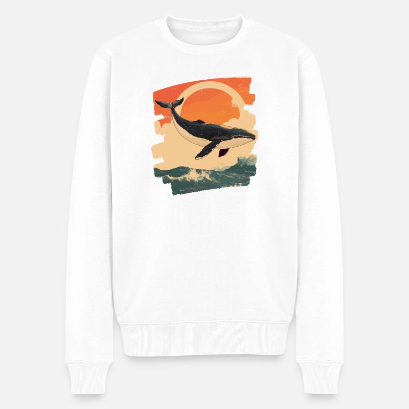 Walfisch - Männer Premium Bio Pullover - Weiß