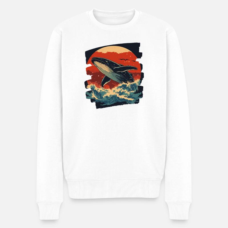 Walfisch - Männer Premium Bio Pullover - Weiß