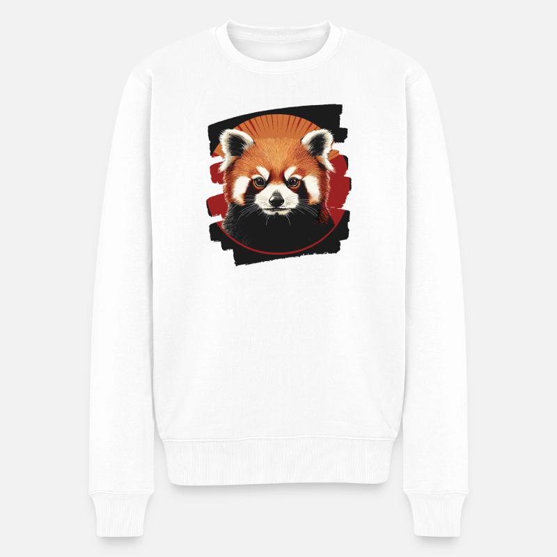 Roter Panda Retro - Männer Premium Bio Pullover - Weiß