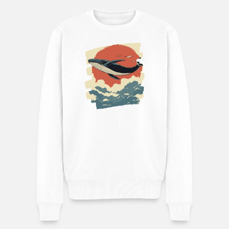 Baleine Rétro - Pull Premium bio Homme - blanc