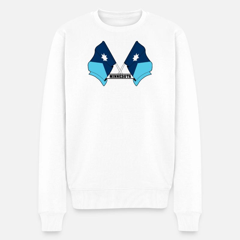 Zwei Flaggen mit dem Text MINNESOTA - Männer Premium Bio Pullover - Weiß