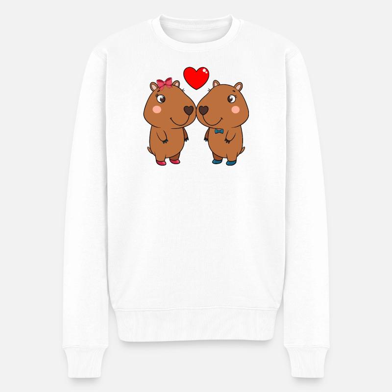 Duo d’animaux mignons avec cœur - Pull Premium bio Homme - blanc