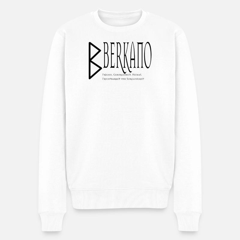 Berkano Lettrage Peace Design Noir - Pull Premium bio Homme - blanc