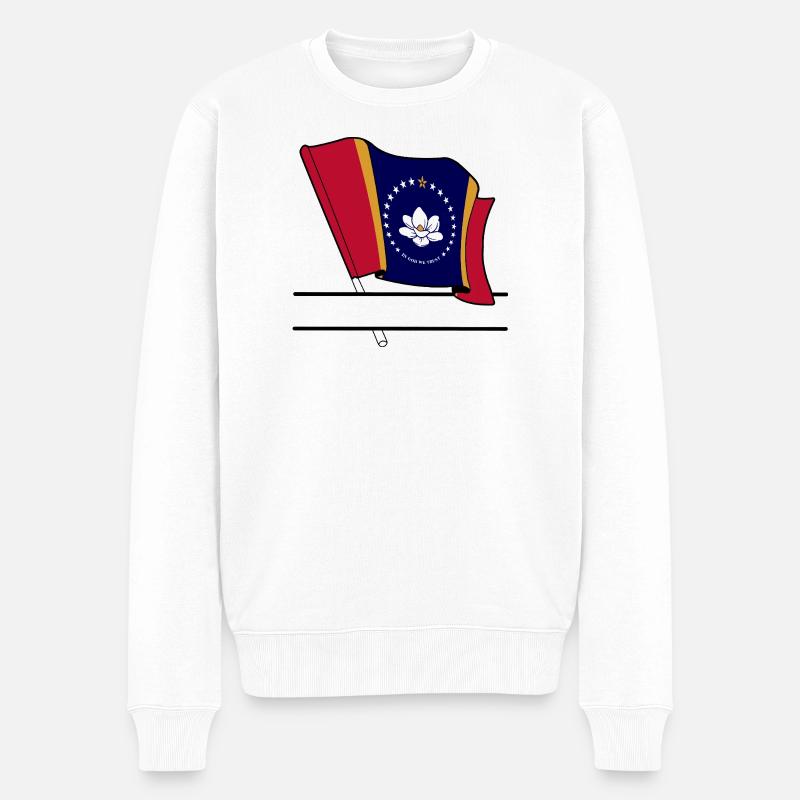 Drapeau Mississippi bannière de texte - Pull Premium bio Homme - blanc