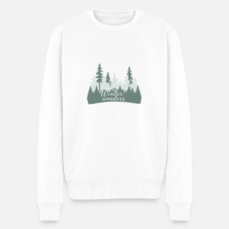 Winterwunderwald Silhouetten - Männer Premium Bio Pullover - Weiß