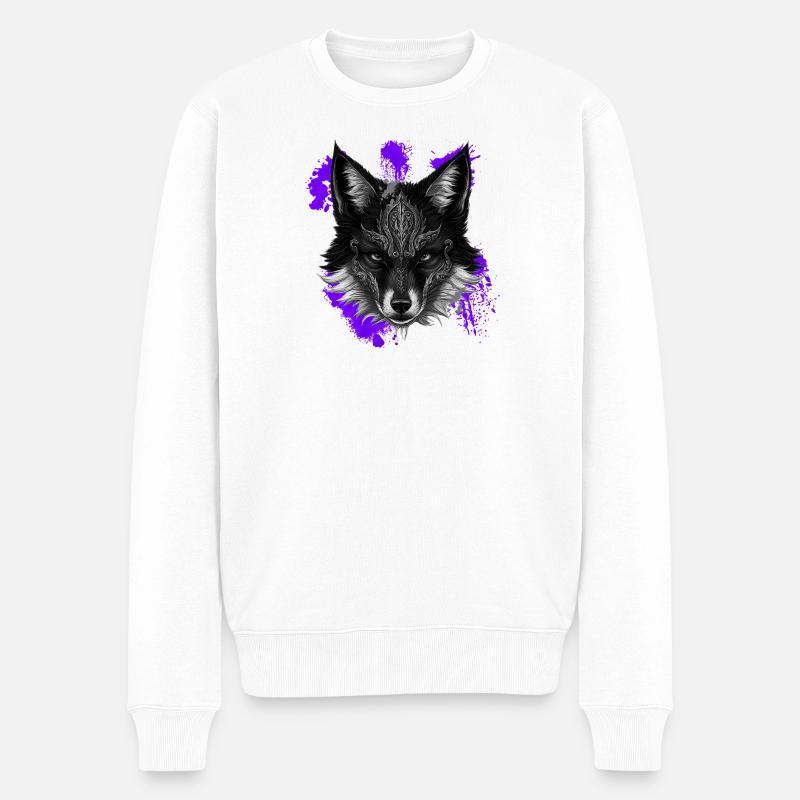 Füchse, Farbflecken, Tribals - Männer Premium Bio Pullover - Weiß