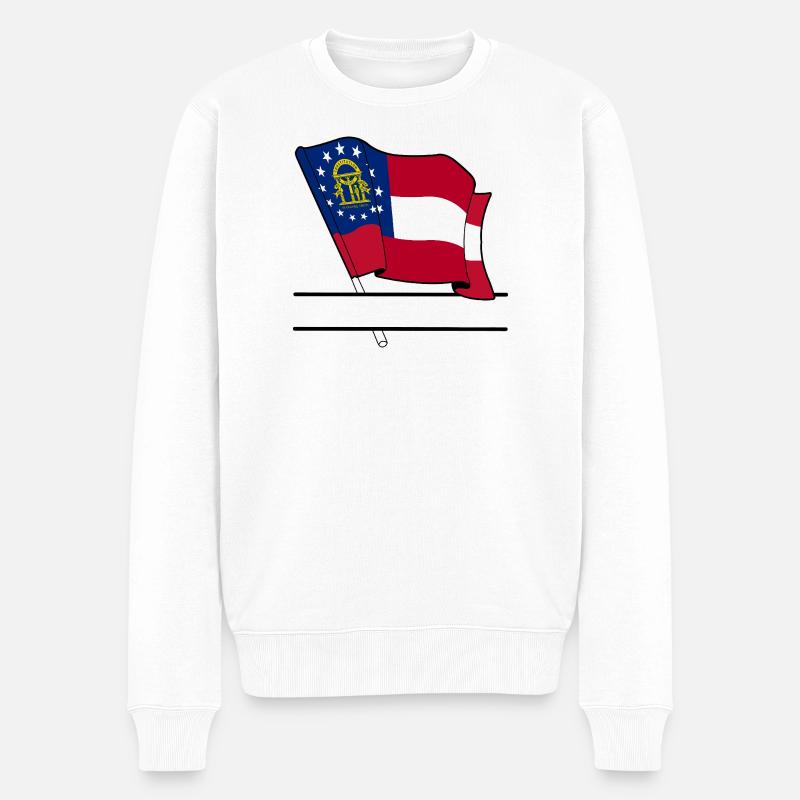 Flagge Georgien Textbanner - Männer Premium Bio Pullover - Weiß