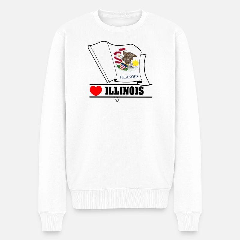 Hinweis Illinois Herz ILLINOIS - Männer Premium Bio Pullover - Weiß