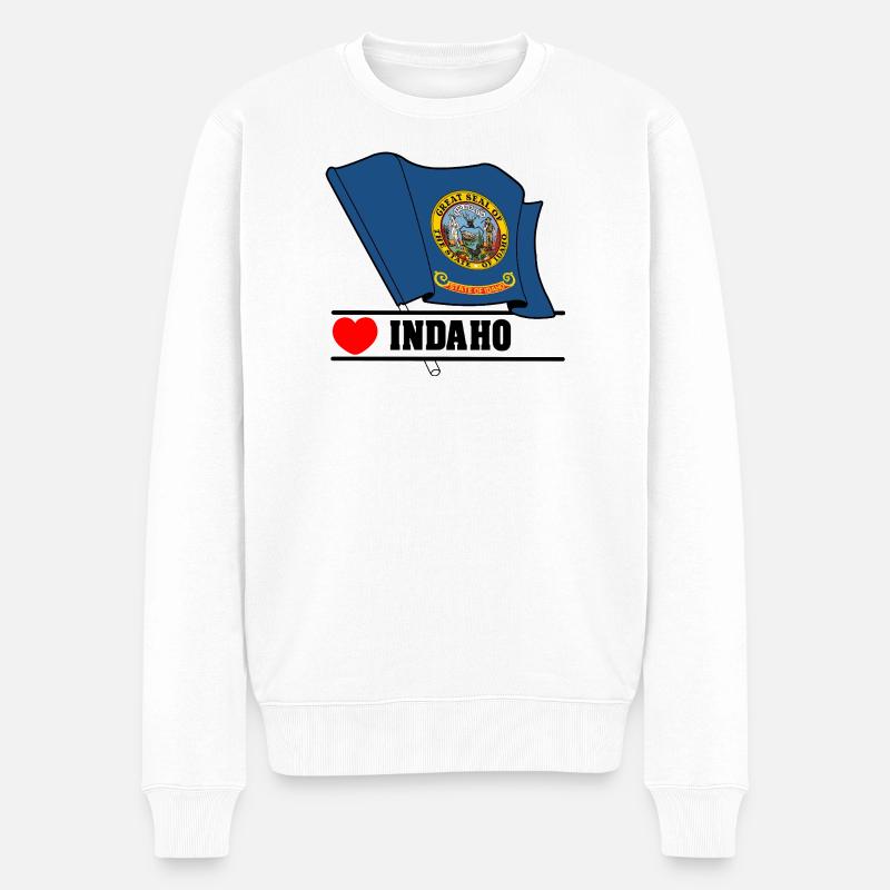 Hinweis Indaho Herz INDAHO - Männer Premium Bio Pullover - Weiß