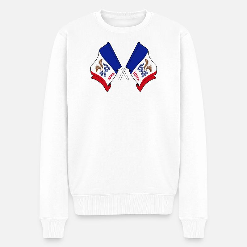 Zwei Flaggen durchquerten Iowa - Männer Premium Bio Pullover - Weiß