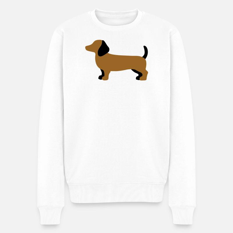 Dackel Silhouette – Minimalistisches Hundedesign - Männer Premium Bio Pullover - Weiß