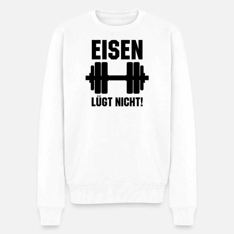 Eisen lügt nicht Hantel - Männer Premium Bio Pullover - Weiß