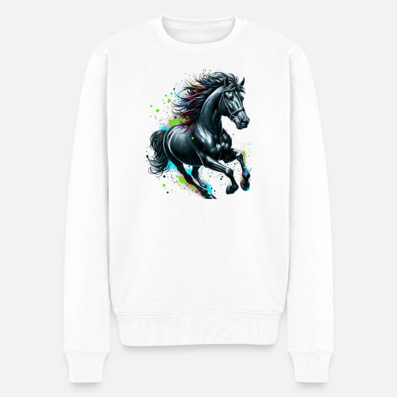 Pferd - Männer Premium Bio Pullover - Weiß
