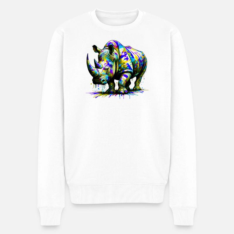 Nashorn - Männer Premium Bio Pullover - Weiß