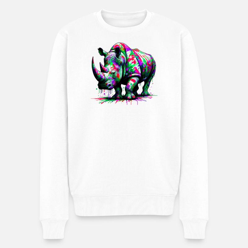 Nashorn - Männer Premium Bio Pullover - Weiß