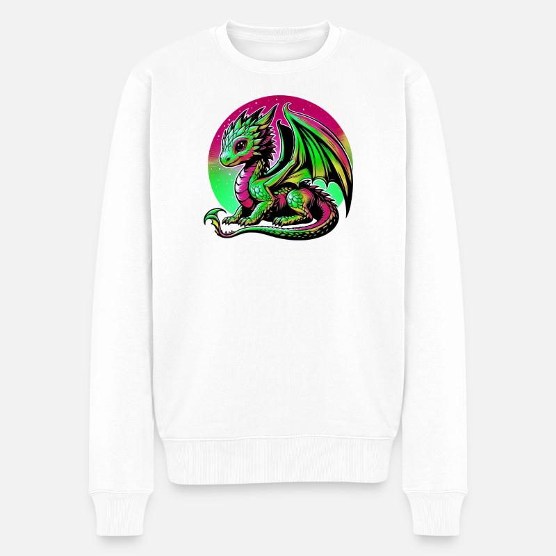 Drache - Männer Premium Bio Pullover - Weiß