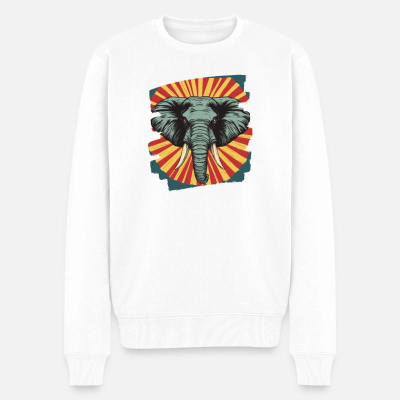 Elefant Retro - Männer Premium Bio Pullover - Weiß
