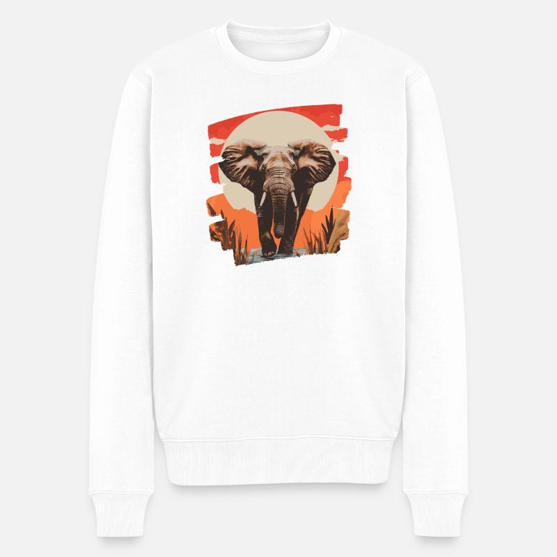 Éléphant Rétro - Pull Premium bio Homme - blanc