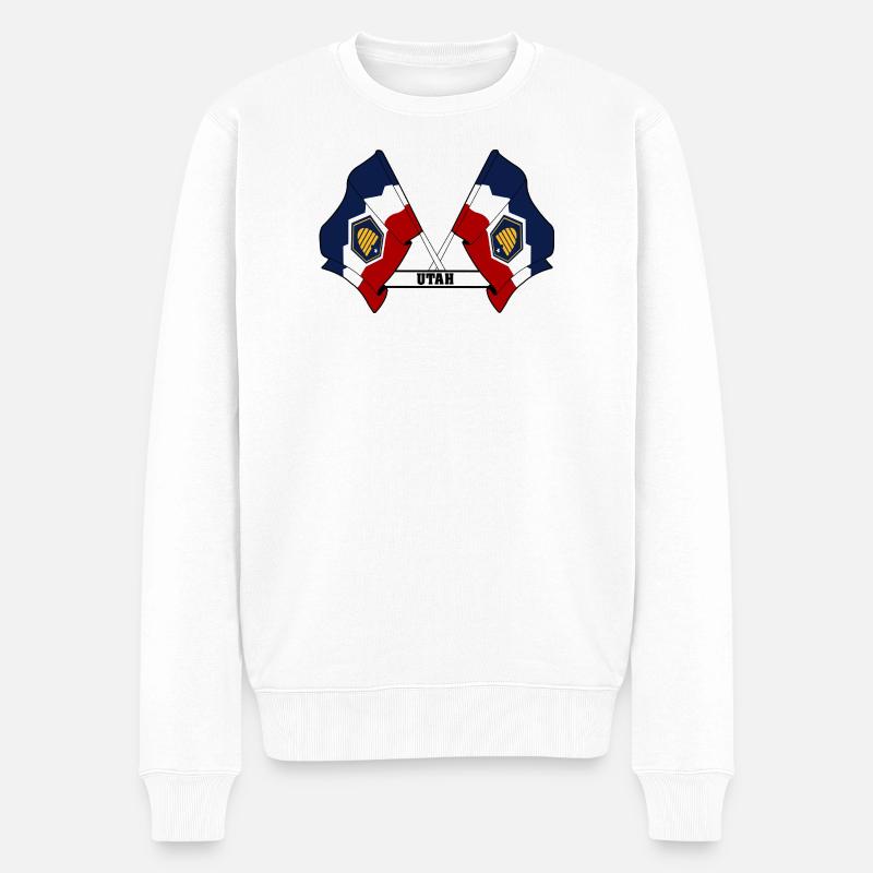 Texte à deux drapeaux UTAH - Pull Premium bio Homme - blanc