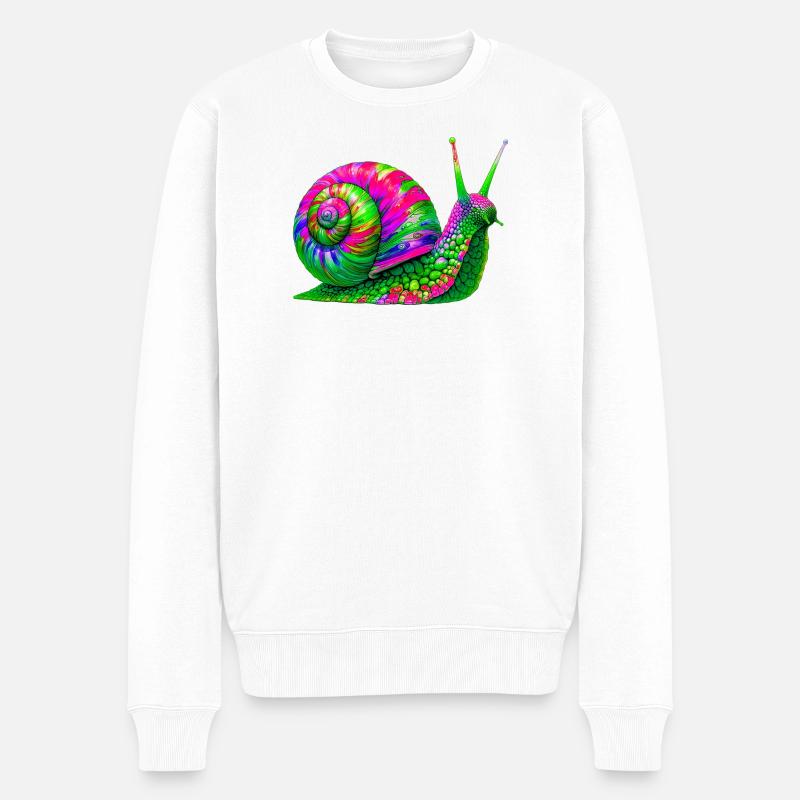 Schnecke - Männer Premium Bio Pullover - Weiß